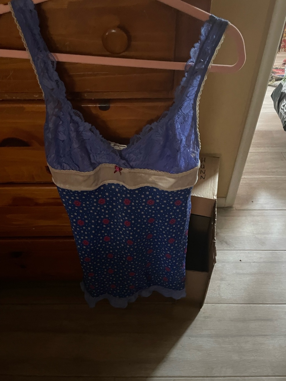 Free People intimately slip Blue Floral Lace-Trim Chemise Nightdress - Picture 3 of 3